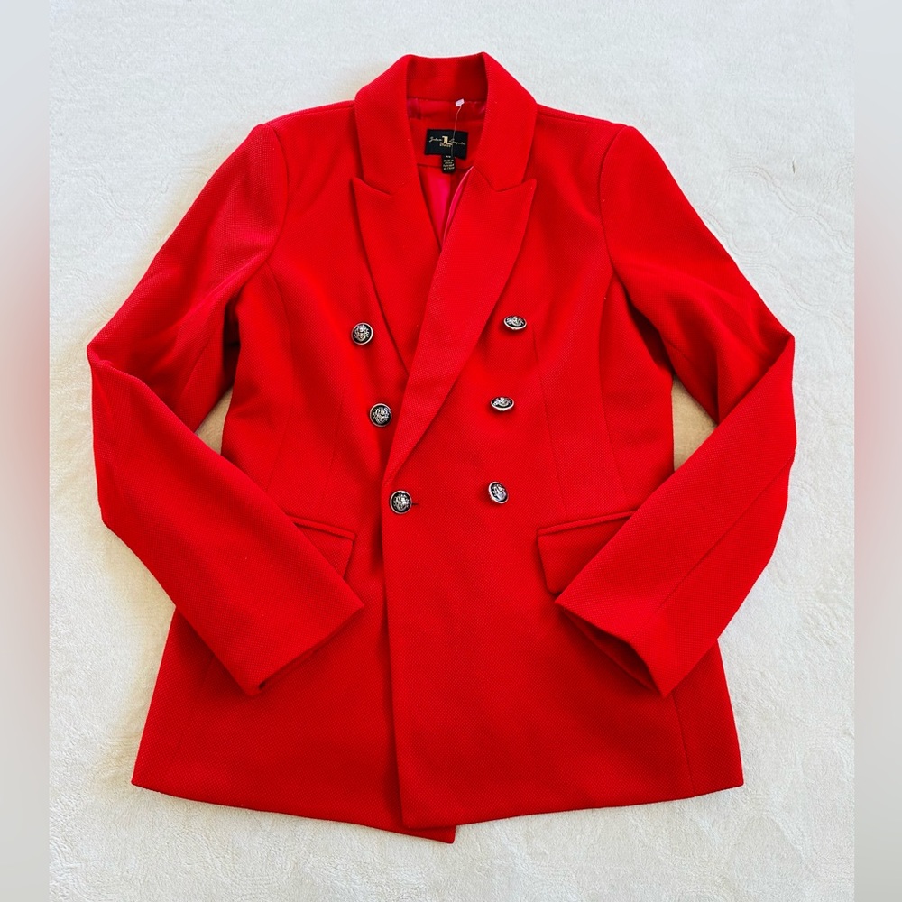 JP Womens Red Buttoned Blazer Jacket Size S